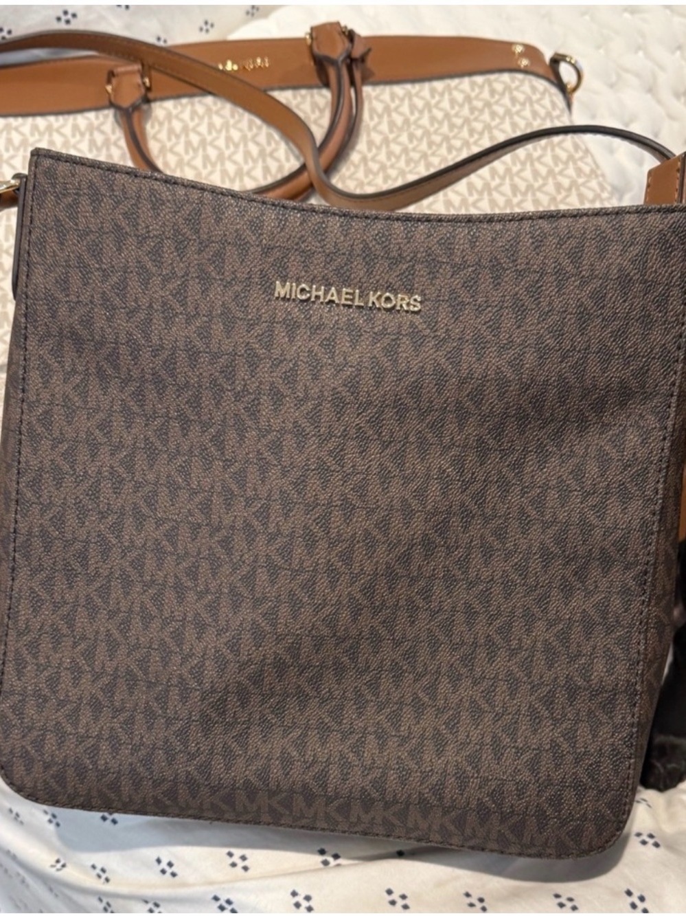 Michael Kors Jet Set Travel Brown Signature Logo Crossbody Bag